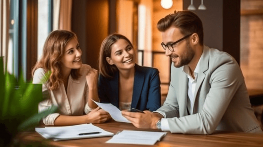 A young couple receiving property tax advise from a professional property tax accountant